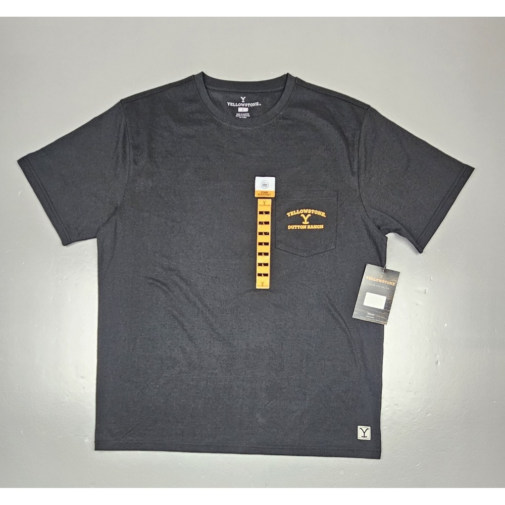 Yellowstone Dutton Ranch T-Shirt‎ Mens Large. Black Stain Resistant TV Show. NWT